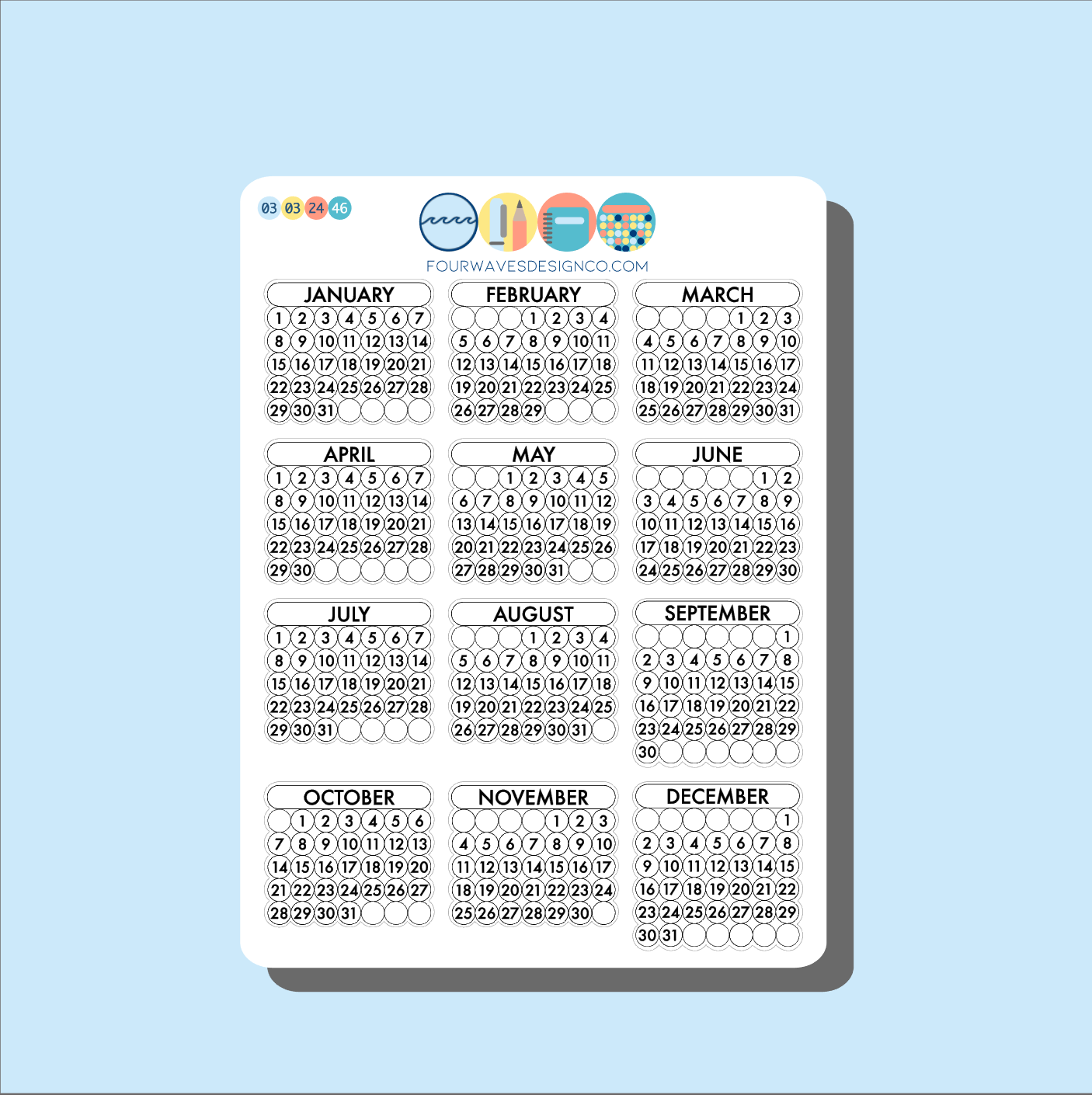 Mini Calendar Planner Journal Stickers