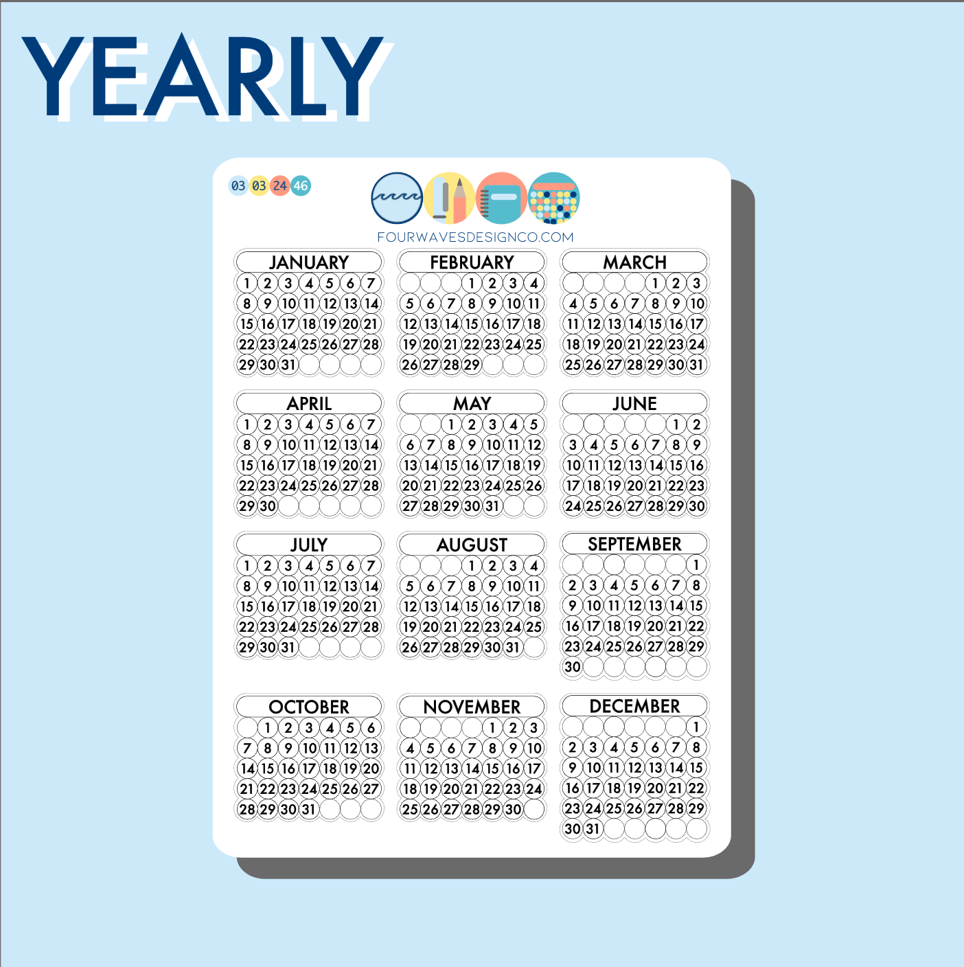 Mini Calendar Planner Journal Stickers