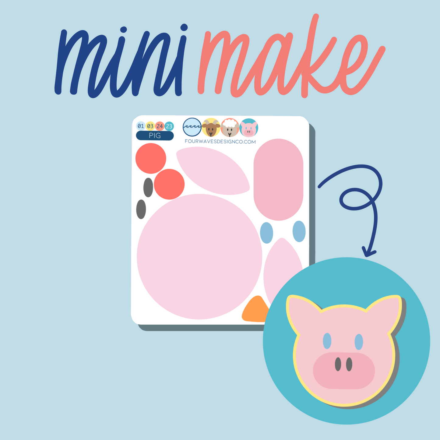 Pig miniMAKE Stickers